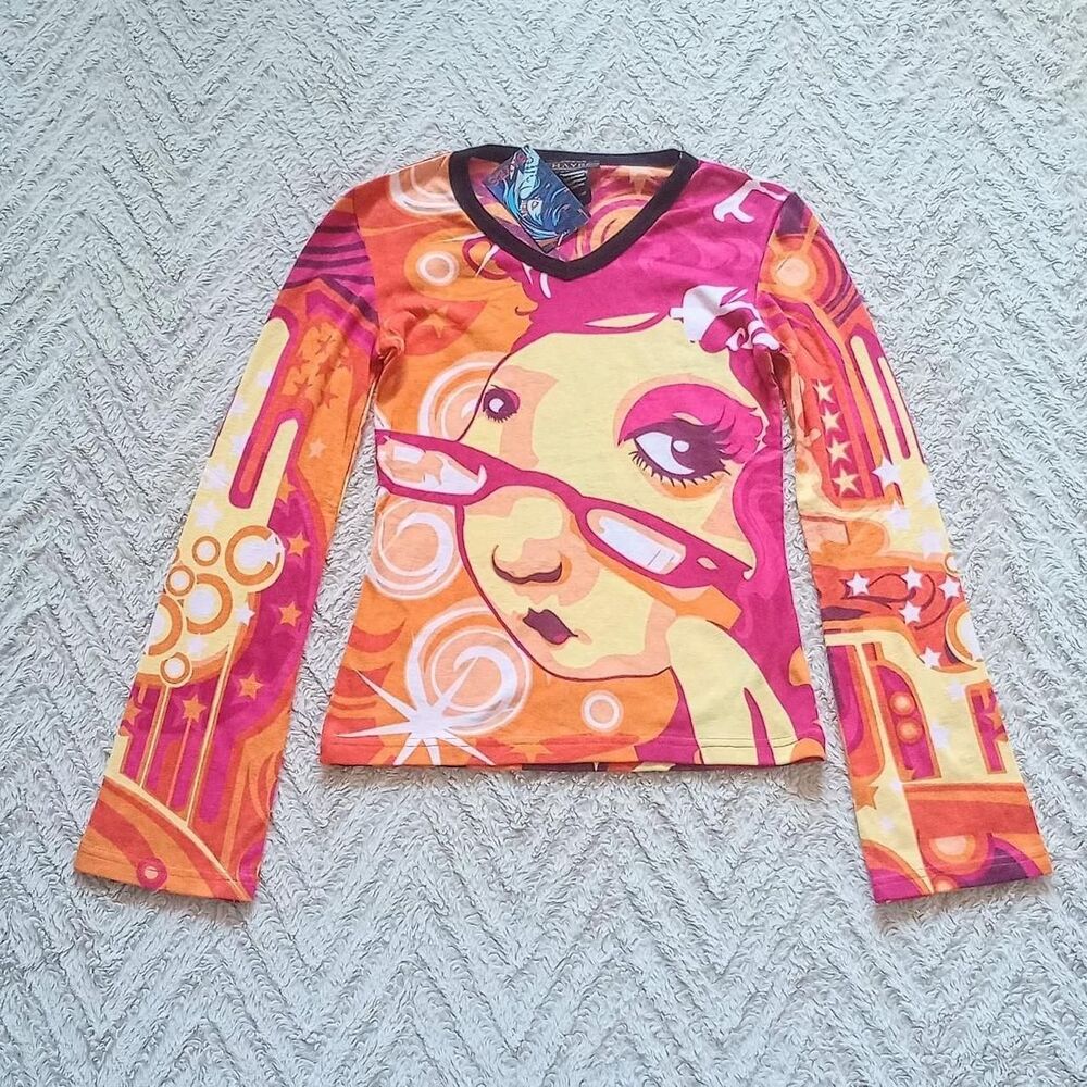 Y2K Deadstock Hayes Euro Sassy Lady Graphic Top